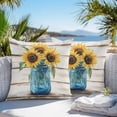 thumbnail image 2 of Outdoor Waterproof Pillow Covers Pack of 2, Country Sunflower Watercolor Yellow Flower Wood Grain Decorative Throw Pillowcases Cushion Covers for Garden Patio Tent Sofa Couch, 26x26 inch, 2 of 8
