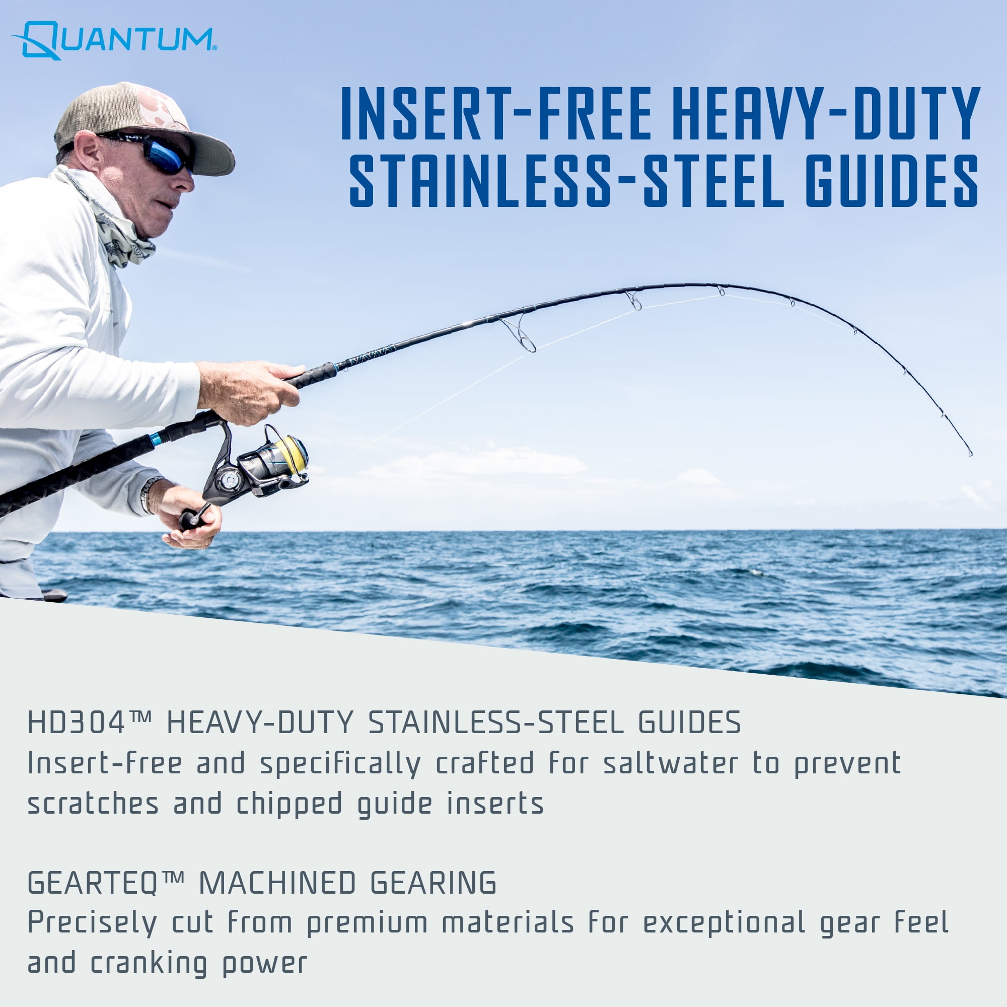 Quantum Benchmark Spinning Reel and Fishing Rod Combo, 7-Foot, 1-Piece, Light Power, Fast Action Rod, Graphite Composite Blank, Size 2500 Reel, 5+1 Bearings, 6.2:1 Gear Ratio, Silver/Blue