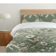 thumbnail image 4 of Ambesonne Sage Duvet Cover Set, Retro Flowers on Ikat Chevron, Calking, Reseda Green and Pale Khaki, 4 of 4