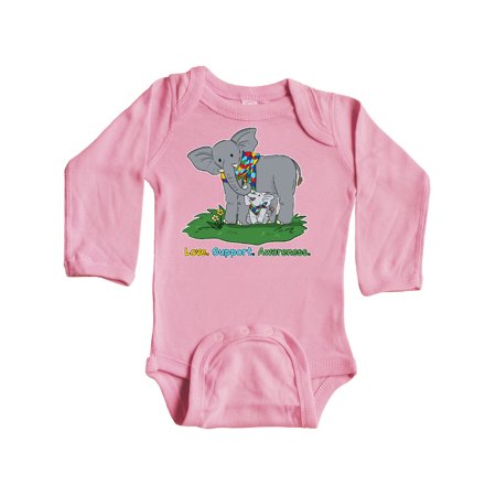 

Inktastic Autism Love Support Awareness Elephants Gift Baby Boy or Baby Girl Long Sleeve Bodysuit
