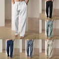 thumbnail image 3 of XINPING White Pants Men Work Tapered Lounge Pants Men Elastic Waist Drawstring Pants Y2k Wide Leg Pants with Pockets, 3 of 9