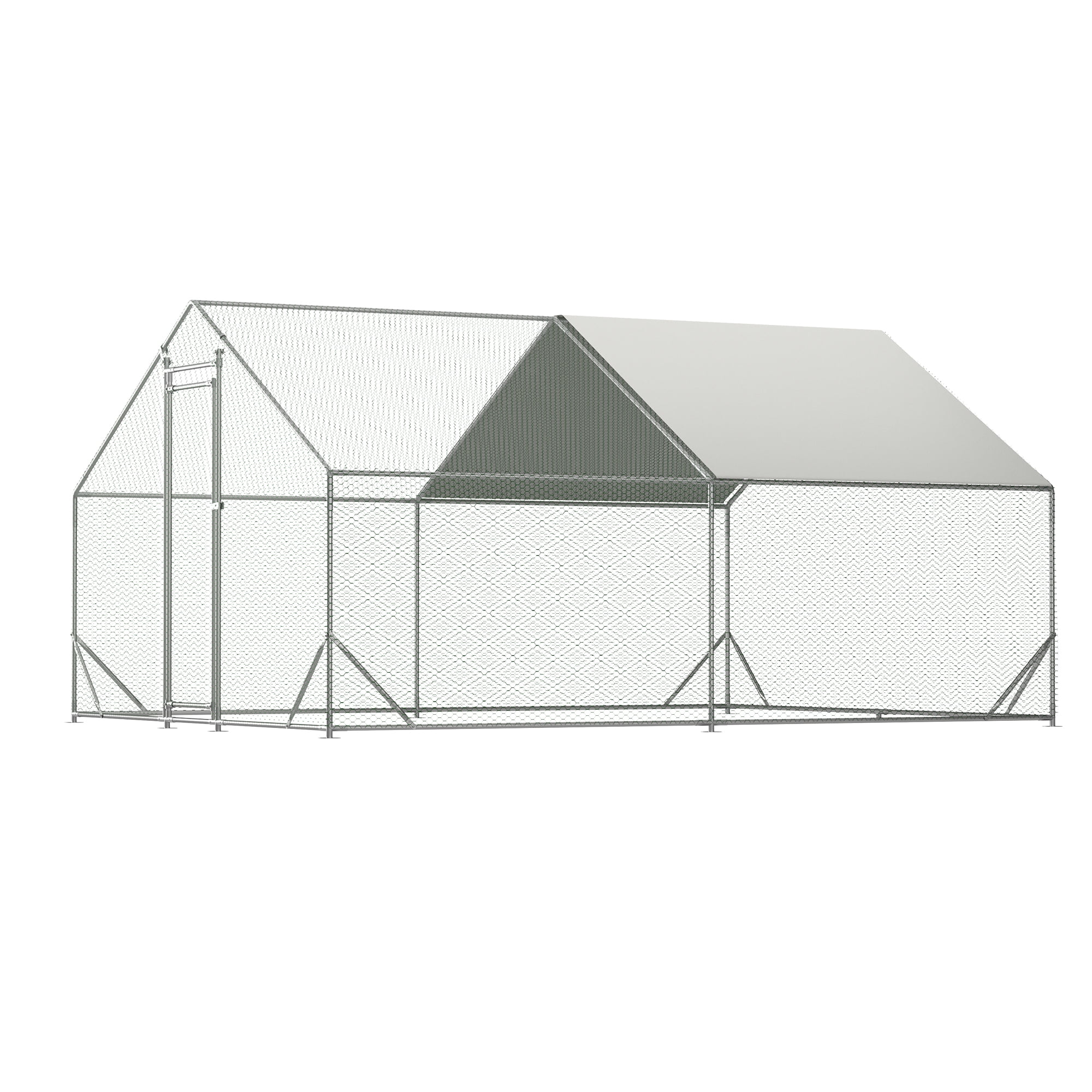 Pefilos 10'x13'x6'5" Large Metal Chicken Coop, Chicken Coops Run Cage with Waterproof Cover for Outdoor Backyardle, Silver Pefilos 10'x13'x6'5" Large Metal Chicken Coop, Chicken Coops Run Cage with Waterproof Cover for Outdoor Backyardle, Silver