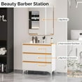 thumbnail image 3 of Salon Stations for Hair Stylist, Wall Mount Barber Station, Professional Styling Station with Mirror & Drawers & Hair Dryer Holders, Storage Cabinet for Beauty Spa Dresser, White, 3 of 16
