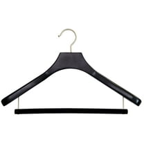 Deluxe Wooden Coat Hanger w/ Velvet Bar, Espresso Finish w/ Brushed Chrome, Box of 12 Large Wood Jacket & Suit Top Hangers 18 inches long by 2 inches wide by International Hanger