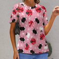 thumbnail image 6 of Ladybug Pink Pattern Women's Short Sleeve Tops Casual Blouses T Shirt, 6 of 6