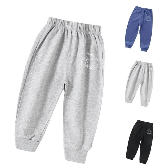 Zwiiyzr Little Boys Jogger Pants Toddler Boys' Drawstring Elastic Waist Cotton Casual Sweatpants 3-9Y Black