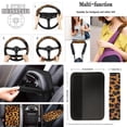 thumbnail image 4 of Jeiento Leopard Print Automotive Seat Cover Set Car Floor Mat Steering Wheel Cover Center Console Armrest Pad Safety Belt Pad Cup Coasters Keychains Lipstick Holder 17 PCS Car Accessory Decor, 4 of 7