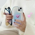 thumbnail image 4 of Holographic Heart Phone Case Compatible with iPhone 12 Pro, Arc Shaped Cool Laser 3D Small Deformed Love Heart Sparkly Phone Cover for Women Girls, 4 of 12