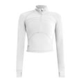 thumbnail image 4 of Ahabrexf Long Winter Coat, Women's Half Zip Tight Elastic Drying Sports Long Sleeve Standing Collar Top, 4 of 4