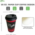 thumbnail image 3 of EcoQuality Extra Large 20 oz Paper Cups - Classic Durable Disposable Paper Cups & Black Dome Lids For Hot/Cold Drink, Coffee, Tea, Cocoa, Travel - 20 Ounce Cups (25), 3 of 4