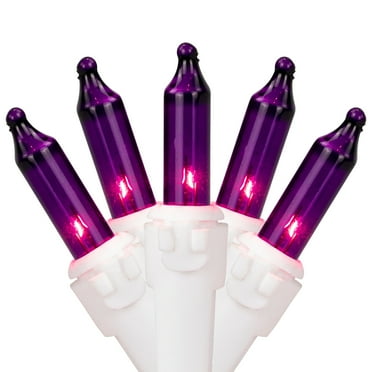 Set of 35 Purple Mini Christmas Lights 2.5" Spacing - White Wire