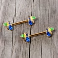 thumbnail image 3 of Body Candy 14G Womens Nipplerings Piercing Anodized Steel 2Pc Blue Green Accent Bee Nipple Ring Set 9/16", 3 of 3