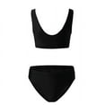thumbnail image 3 of Lopeceal Women Two Piece Scoop Neck Bikini Crop Top Swimsuit Sporty High Waisted Bathing Suit, 3 of 4