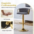 thumbnail image 6 of CQSXDA Set Of 2 Modern Velvet Braided Bar Stools With Adjustable Height Gold Metal Base Upholstered Bar Chairs, Gold,Gray, 6 of 14