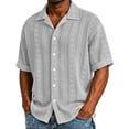 thumbnail image 2 of Bxsruta Men's Casual Short Sleeve Button Down Shirt Textured Striped Wrinkle Free Breathable Stretch for Daily Outdoor, 2 of 7