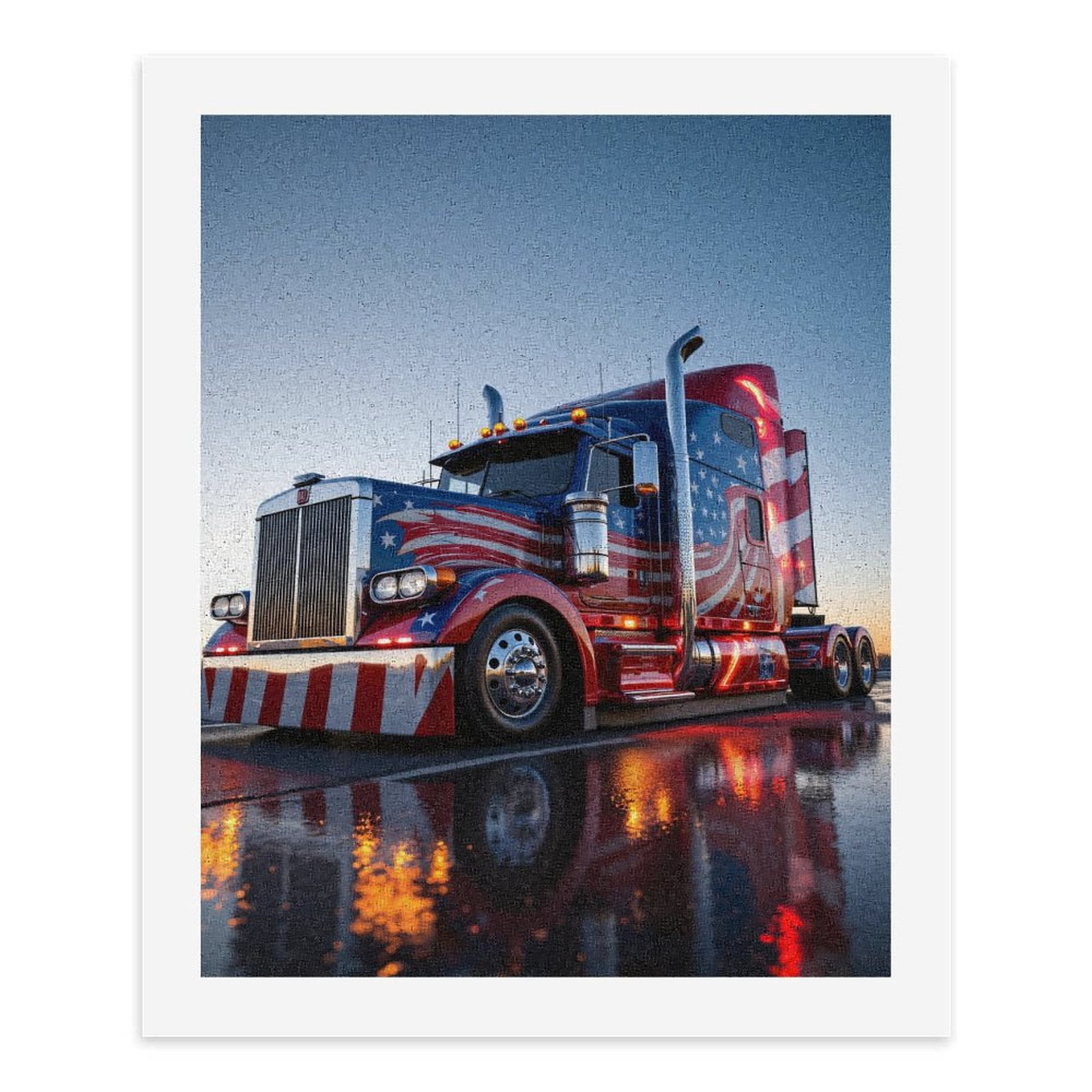 Paint by Numbers Kit for Adults, American Themed Semi Truck Reflection Paint by Numbers, Easy Paint by Numbers Kit for Adults Beginner, DIY Adult Paint by Number Kits on Canvas, Home Decor