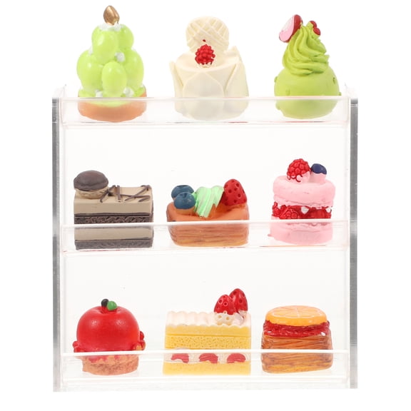 OUNONA Miniature Cake Stand Set with Doll Bakery Accessories and Food Display for Dollhouse Decoration and Play