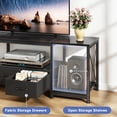 thumbnail image 6 of HIGDBFE TV Stand for 55 inch TV with 2 Fabric Drawers, Industrial Entertainment Center with Open Shelves and Led Lights for Living Room Bedroom, Rustic Black, 6 of 9
