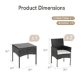 thumbnail image 3 of Gianna 3-Piece Patio Furniture Set, Outdoor Wicker Rattan Chairs with Removable Cushion & Glass Table, Conversation Furniture for Porch, Garden, Backyard, Poolside - Black(new style), 3 of 6