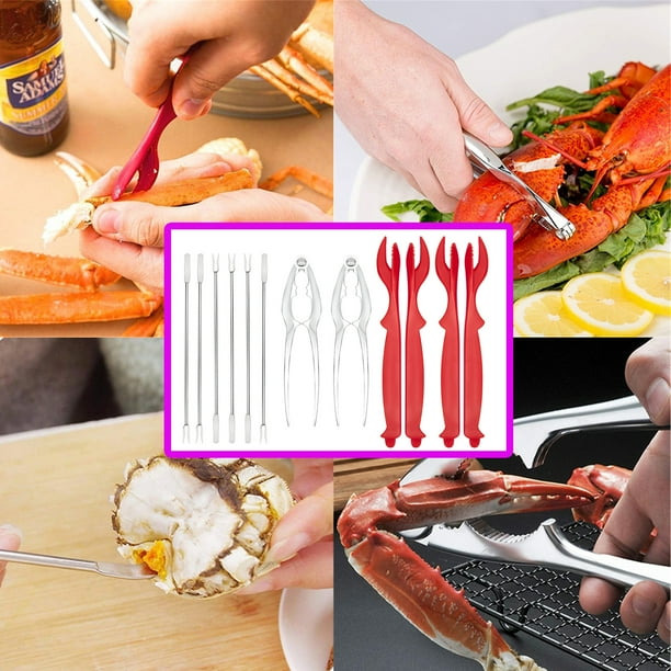 12 PCS Seafood Tools Set 2 Crab Crackers, 4 Lobster Shell Forks, 6 Crab
