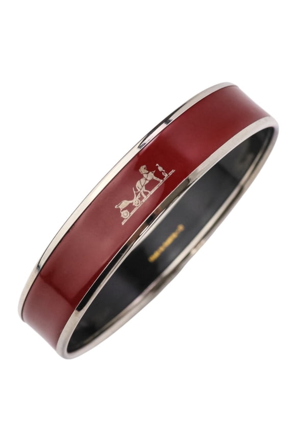 Pre-Owned HERMES Email Bangle PM - Enamel Bracelet in Wine Red Women's