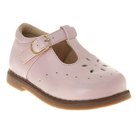 

Josmo Unisex Boys Girls Walking Shoes Hard Sole T-Strap Mary Janes (Infant/Toddler) Color Pink - Size 3½