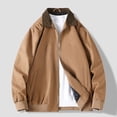 thumbnail image 2 of Mrmaere Turn Down Collar Corduroy Collar Casual Jacket Men Turn Down Collar Zip Up Lightweight Daily Wear Jacket Coffee XXL, 2 of 5