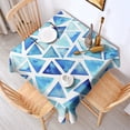 thumbnail image 2 of Blue Watercolor Triangle Pattern Square Tablecloth,Waterproof Square Table Cover,Wipeable Spillproof Washable Table Cover for Home Kitchen Party Decor 60"x60"(152x152cm), 2 of 6