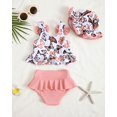 thumbnail image 3 of Traje de baño para niños pequeños Mioglrie Butterfly Tankini y conjunto de gorro, 3 of 5