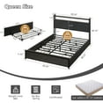 thumbnail image 3 of Zimtown Queen Bed Frame with 2-Tier Storage Headboard, Metal Platform Bed Frame with 4 Storage Drawers, Built in Charging Station & LED, Black, 3 of 9