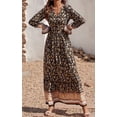 thumbnail image 4 of Robe Maxi à Manches Longues pour Femmes - Robe Longue Décontractée à Col en V avec Boutons et Imprimé Floral Boho pour l'Automne, 4 of 6