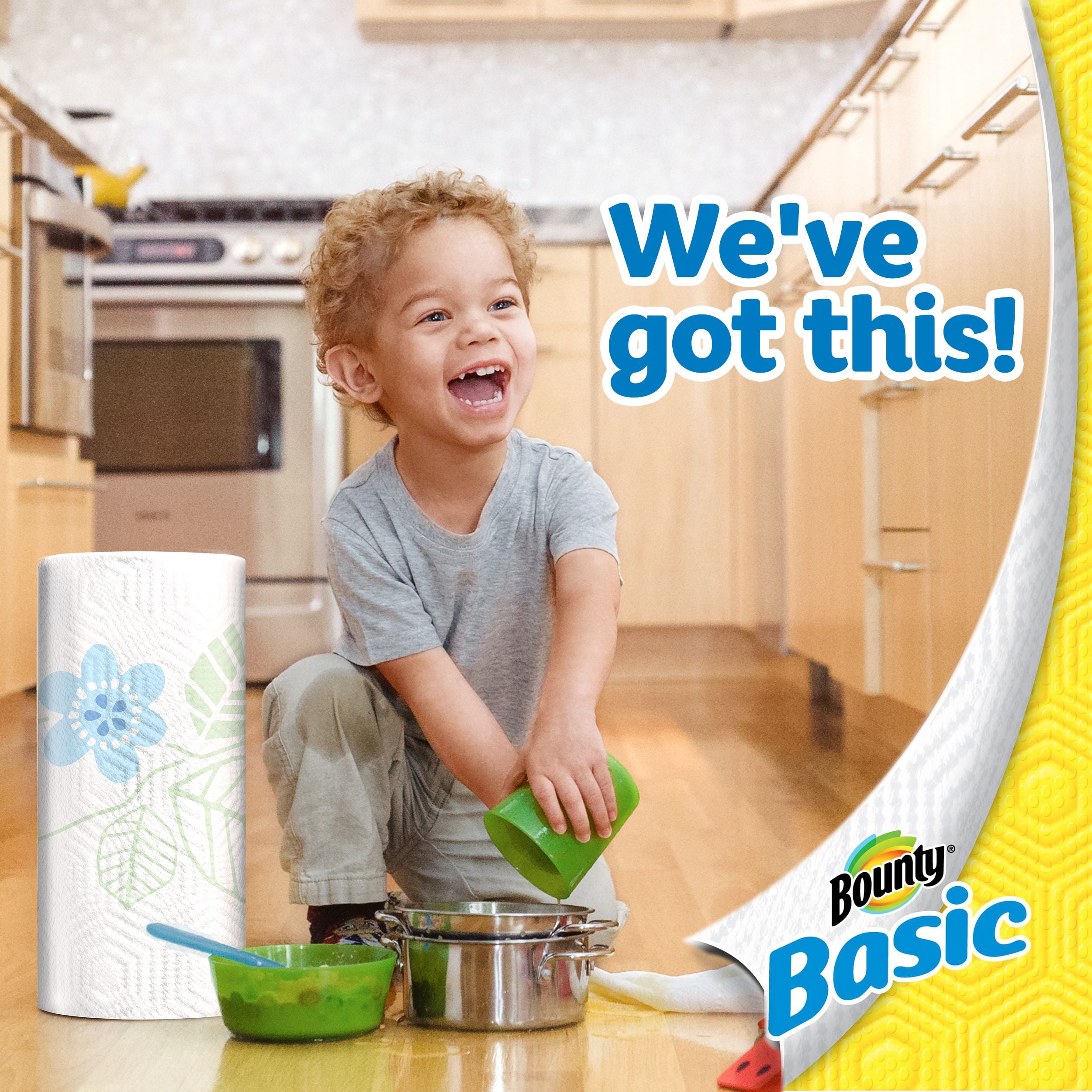 Bounty Basic Select-A-Size Paper Towels, Winter Print, 6 Big Rolls = 8 Regular Rolls