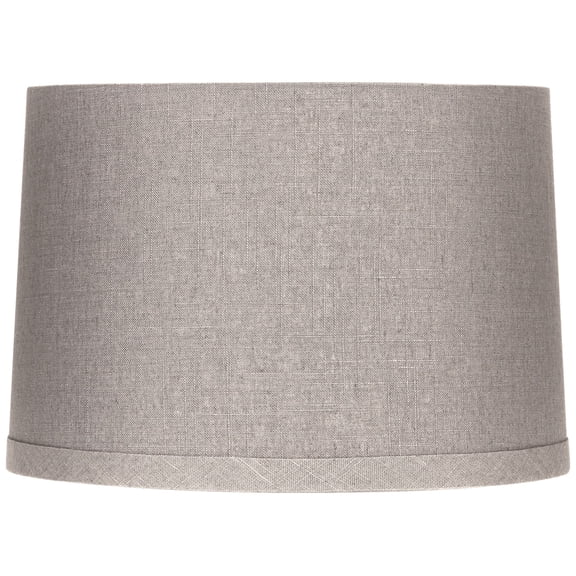 Springcrest Gray Linen Medium Drum Lamp Shade 15" Top x 16" Bottom x 11" High x 11" Slant (Spider) Replacement with Harp and Finial