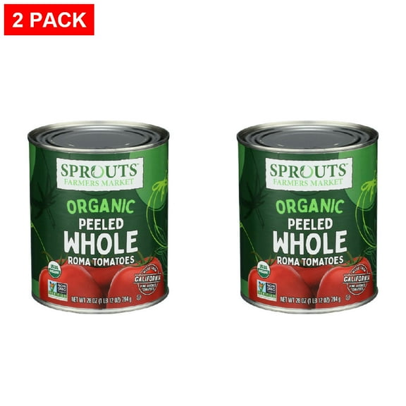 Sprouts Organic Whole Peeled Tomatoes 28 oz (Pack of 2)