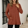 thumbnail image 2 of Women's Sweaters Fall Clothes A Loose Round Neck Pocket Pocket With A Slit Top for Women From Europe And America, 2 of 4