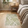 thumbnail image 3 of ODIKA 2'x3' Green Moss Geometric Design Washable Doormat Intricate Hand-Hooked Modern Patterns Non-Slip, Low Pile for Entryway, Kitchen, Laundry Room, 3 of 7