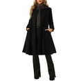 thumbnail image 1 of INSPIRE CHIC Women's Vintage Solid A Line Double Breasted Collared Winter Overcoat L Black, 1 of 5