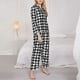 thumbnail image 3 of Balery Black Tartan Plaid Conjunto de Pijama con Estampado para Mujer, Conjunto de Dos Piezas con Manga Larga, Ropa de Dormir Suave con Bolsillos, Pijamas Cómodos-Medium, 3 of 7