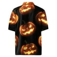 thumbnail image 5 of WTOBBY Men's Casual Short Sleeve Shirt Halloween Pumpkin Print Loose Fit Crew Neck Cotton Blend Daily Wear Breathable Party Graphic Tee Holiday Theme,Ginger L, 5 of 6