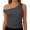 a-160Grey37, variant on Womens One Off Shoulder Sleeveless Solid Color Stretch Side Ruched Slim Fit Casual Wrap Top For Ladies Daily Shopping Party Daily Wear L
