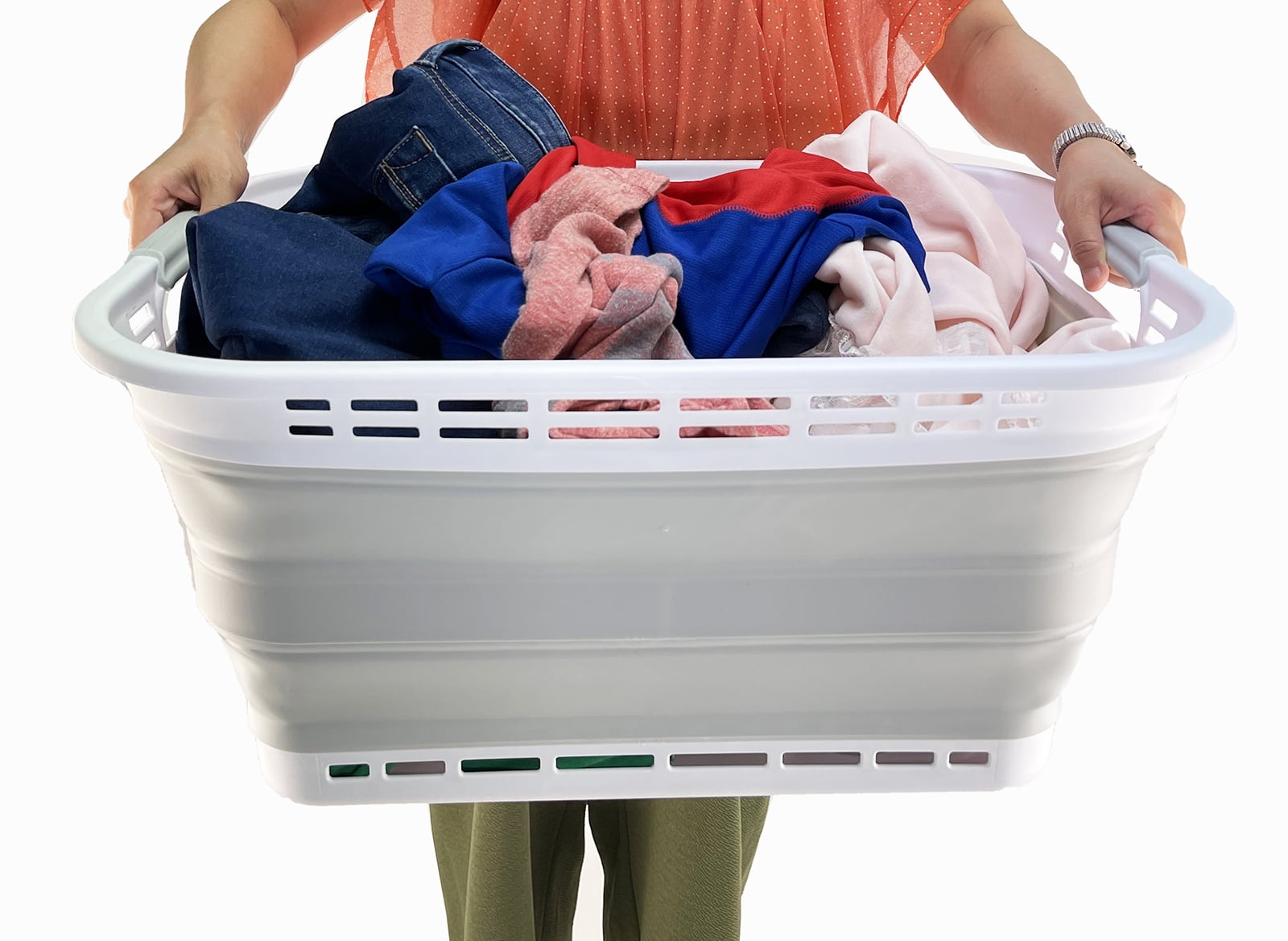 SAMMART 42L (11 gallons) Collapsible Plastic Laundry Hamper/Basket - Foldable Storage Container/Organizer - Portable Laundry Basket - Easy Storage Space Saving