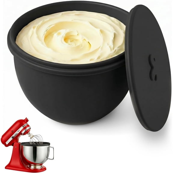 Silicone Bowl Liners for 5 Qt Tilt Head Stand Mixer, 3 Silicone Liners With Lid, Adjustable Air Hole, Dishwasher Safe, Food Grade Silicone, BPA Free, Not for Bowl Lift Models(Black)