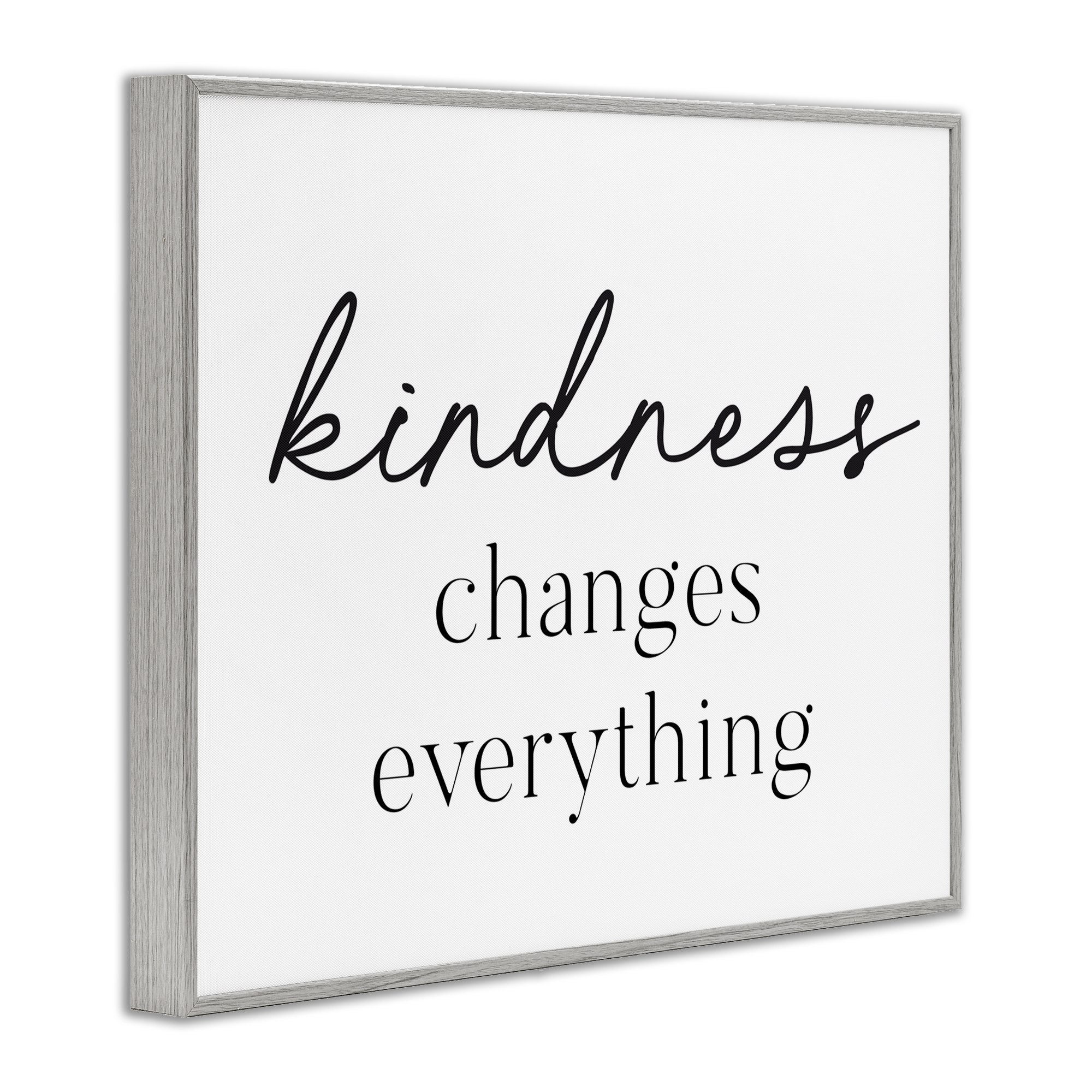 Kindness Changes Everything Gray Framed Giclee Art, design by Lettered and Lined