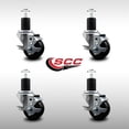 thumbnail image 2 of 3 Inch SS Hard Rubber Swivel 1-3/4 Inch Expanding Stem Caster Set with Brake SCC, 2 of 2