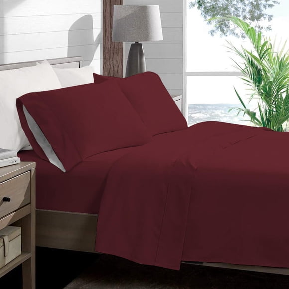 Juego Sábanas King Size Liso Polo One Navy 4pzs Vino
