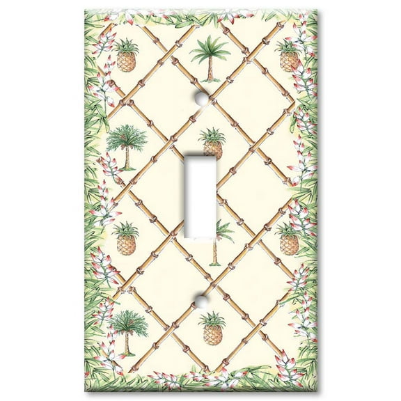 Single Gang Toggle OVERSIZE Wall Plate - Bahama Pineapple