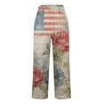 thumbnail image 5 of HEILAU Linen Pants for Women American Flag Independence Day 4th Of July Wide Leg Patriotic Elastic Waist Red White And Blue With Pockets Pants, 5 of 5