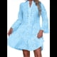 thumbnail image 3 of Vestido Bohemio de Encaje con Bordado de Ojales para Mujer, Escote en V, Mangas Acampanadas, Corte Holgado, 2025 Azul S, 3 of 7