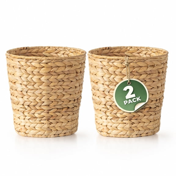 TREVIETDECOR Set of 2 Wicker Trash Cans, Woven Trash Can or Wicker WasteBaskets for Bedroom, Bathroom, Office and More