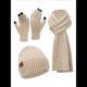 thumbnail image 3 of Conjunto de 3 Piezas de Gorro, Bufanda y Guantes de Punto Universales de Invierno para Adultos, Mujeres y Hombres. Beige Talla Única, 3 of 7